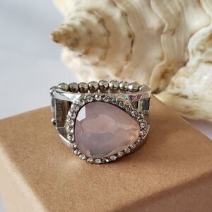 💥4/$10  Beautiful gemstone and CZ embellished SS ring, NWT